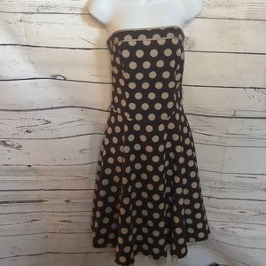 Ruby Rox Brown tan polka‎ dot rockabilly dress